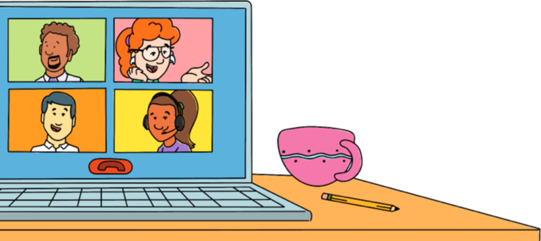 illustration of an office desk