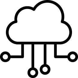 icon of circles with lines connecting to cloud