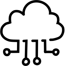 icon of circles with lines connecting to cloud