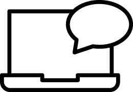 icon of laptop with message bubble