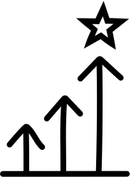 icon of 3 arrows pointing up to star