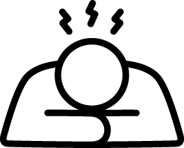 icon person with head down with frustration lines