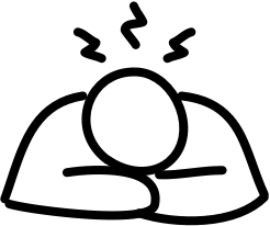 icon person with head down with frustration lines