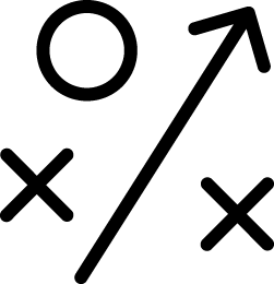 icon of x's and circle with arrow
