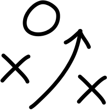 icon of x's and circle with arrow